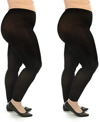 Silky Toes Women's Plus Size Opaque Microfiber Tights- 1 or 2 Pairs, Solid  Color