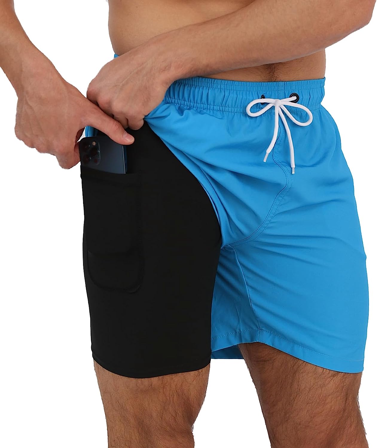 Arcweg Mens Swim Trunks with Mesh Compression Liner 2 in 1 Quick