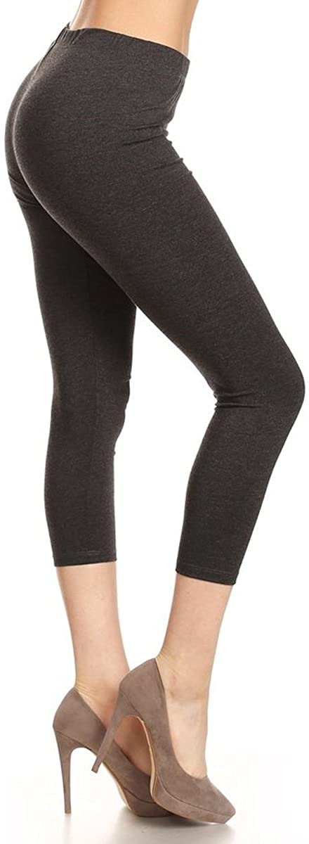 Leggings Depot Women's Premium Cotton Soft Capri Yoga Pants NCL27