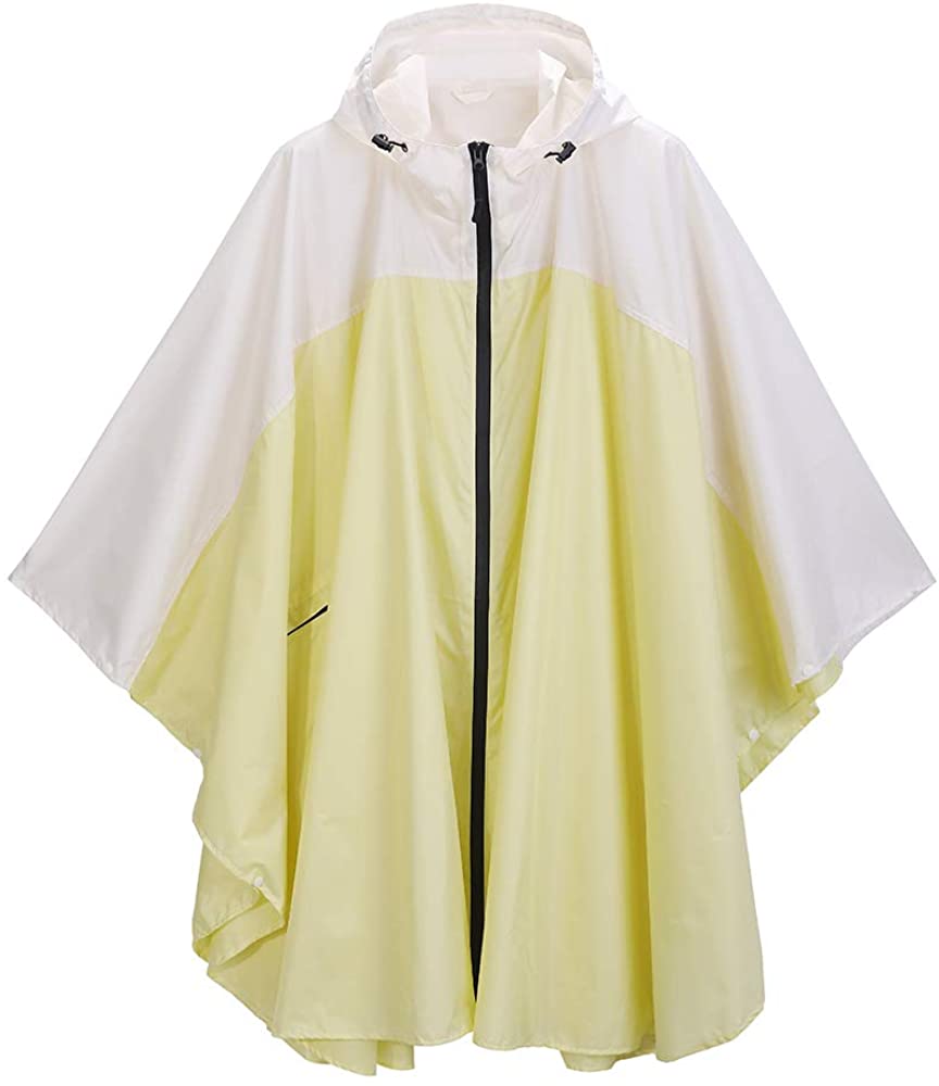 Fashion Rain Poncho with Side Pocket Unisex Stylish Polyester Potable Waterproof Rain Cape with Hood Zipper Styles salamra 