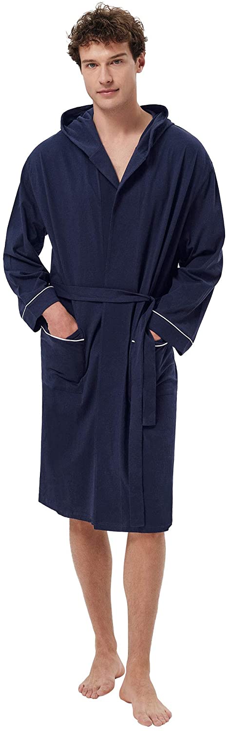 thumbnail 13  - SIORO Men&#039;s Cotton Robe Lightweight, Soft Kimono Knee Length Bathrobes for Spa a
