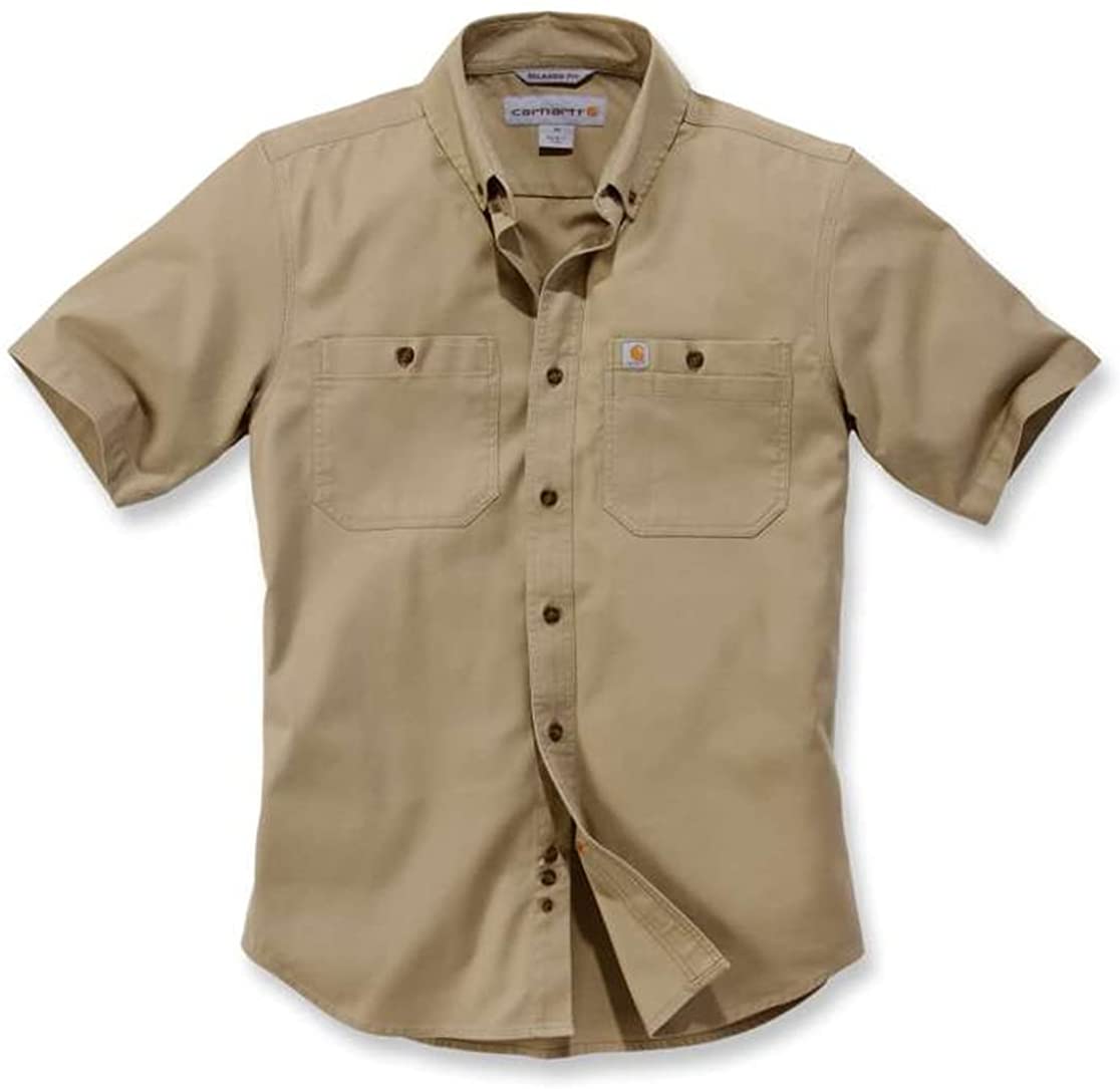 Carhartt Men's Rugged Flex Rigby Short Sleeve Work Shirt, Military Olive, Small