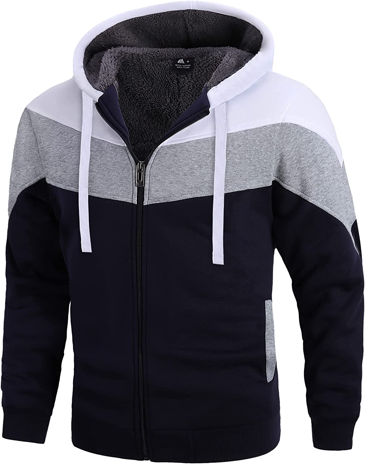 JACKETOWN Hoodies for Men Heavyweight Fleece Jackets Thick Full Zip Up  Sherpa Lined Sweatshirts M at  Men's Clothing store