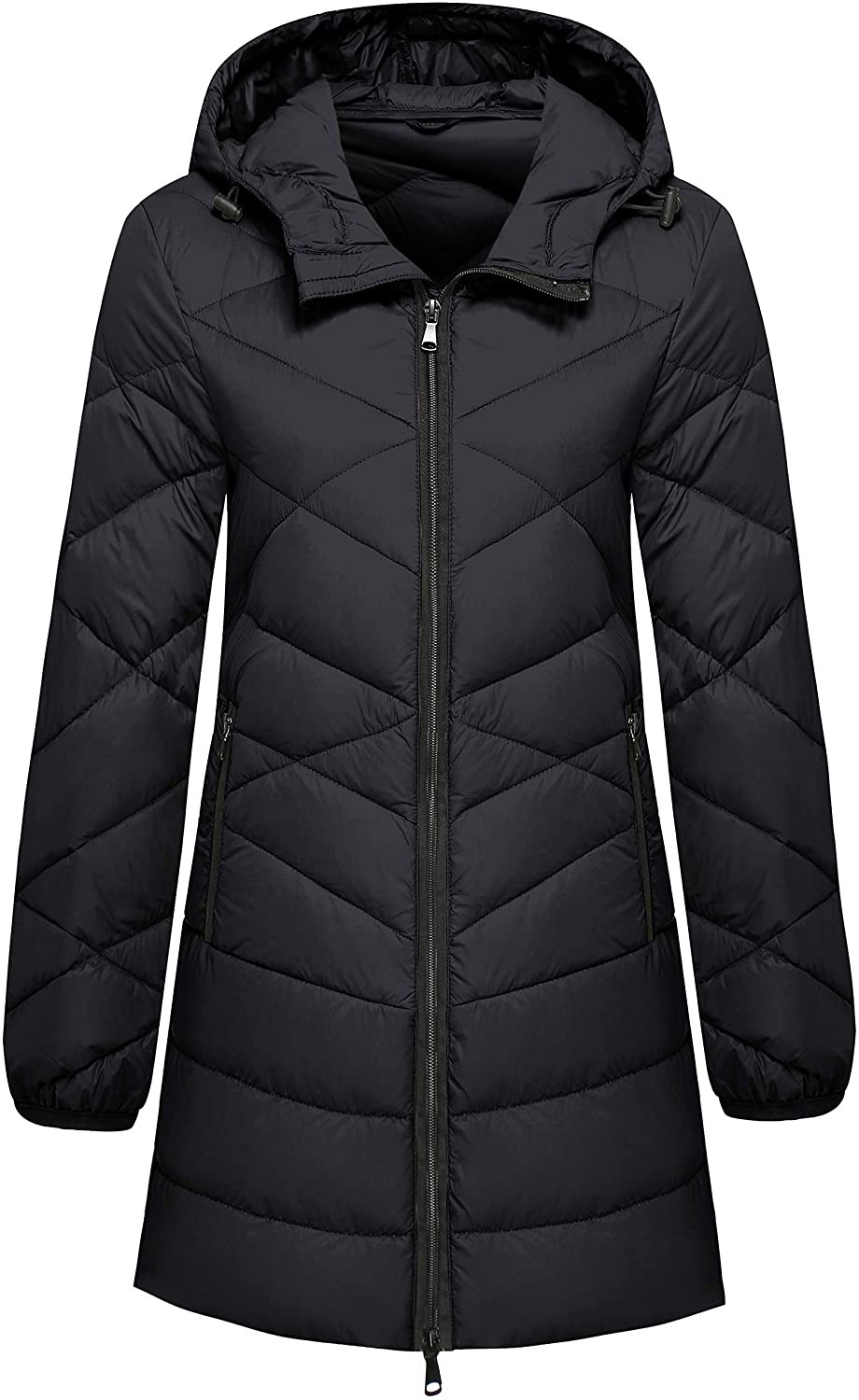 packable down coat mid length