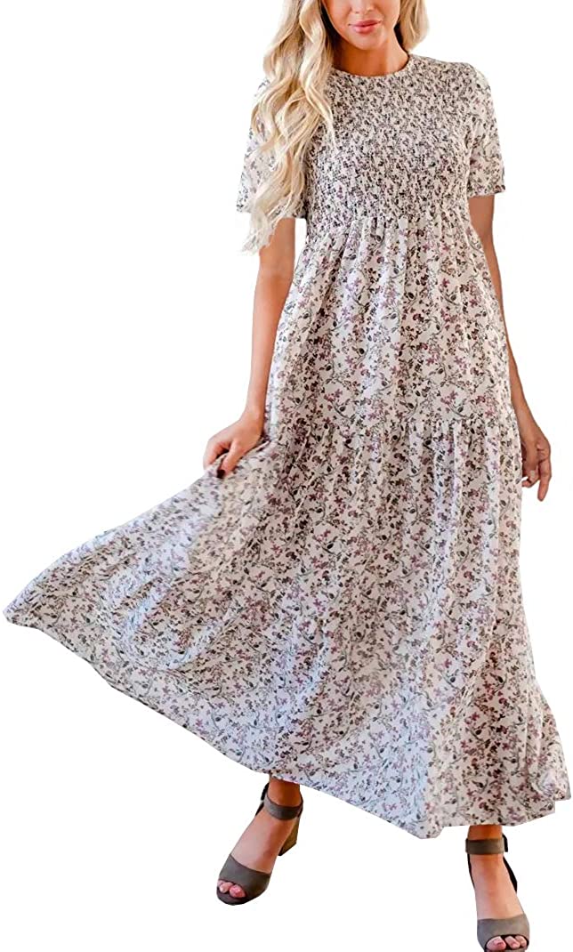 Bohemian Floral Tiered Maxi Dress ...