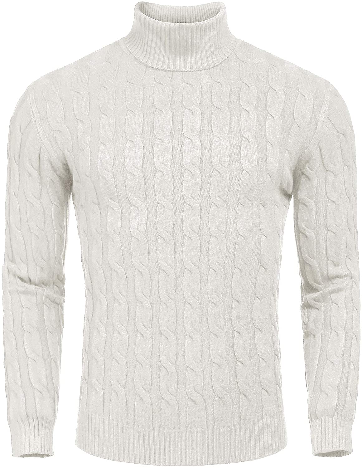 COOFANDY Men's Slim Fit Turtleneck Sweater Casual Twisted Knitted Pullover Sweaters