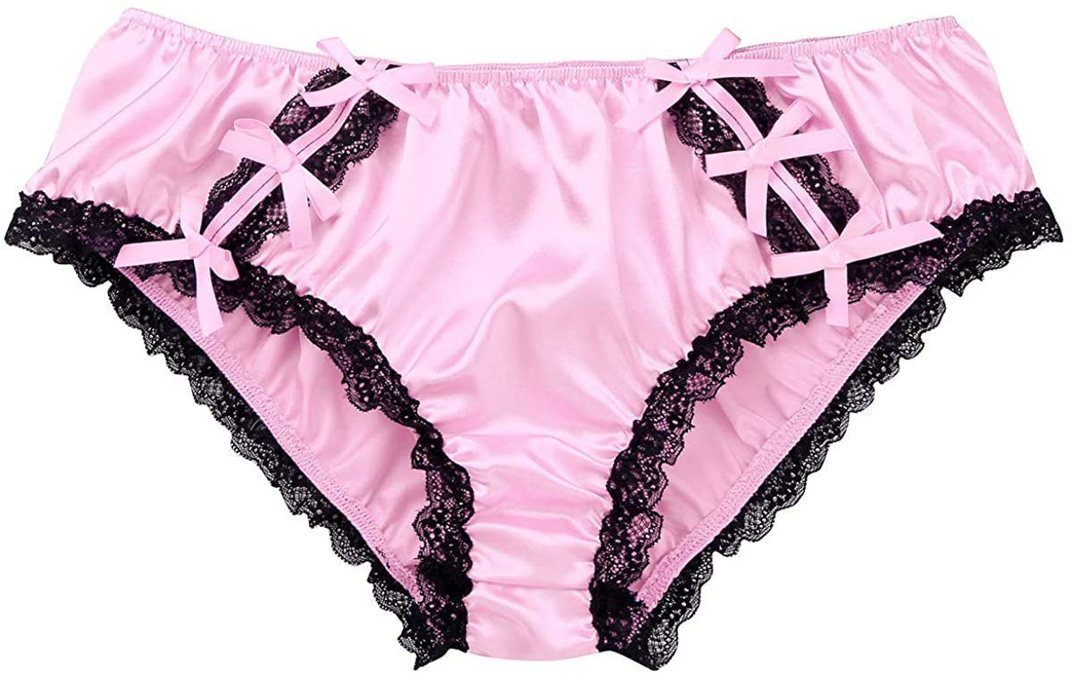 Inlzdz Men S Silky Satin Ruffled Lace Lingerie French Maid Sissy Crossdress Pant Ebay