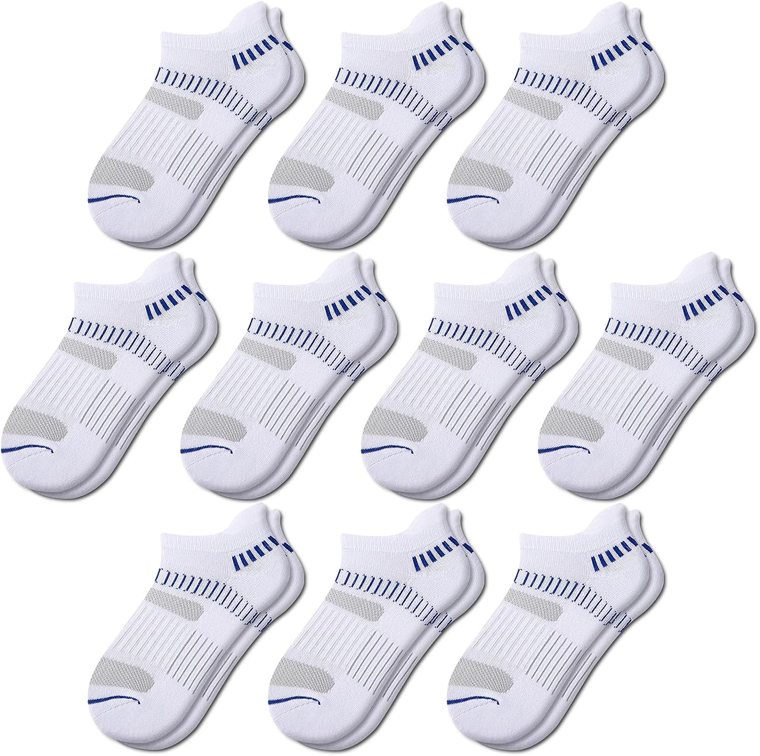 Comfoex 10 Pairs Boys Socks Ankle Athletic Socks For Big Little Kids Cotton  Half Cushioned Socks Grey 10 Pairs 7-10 Years