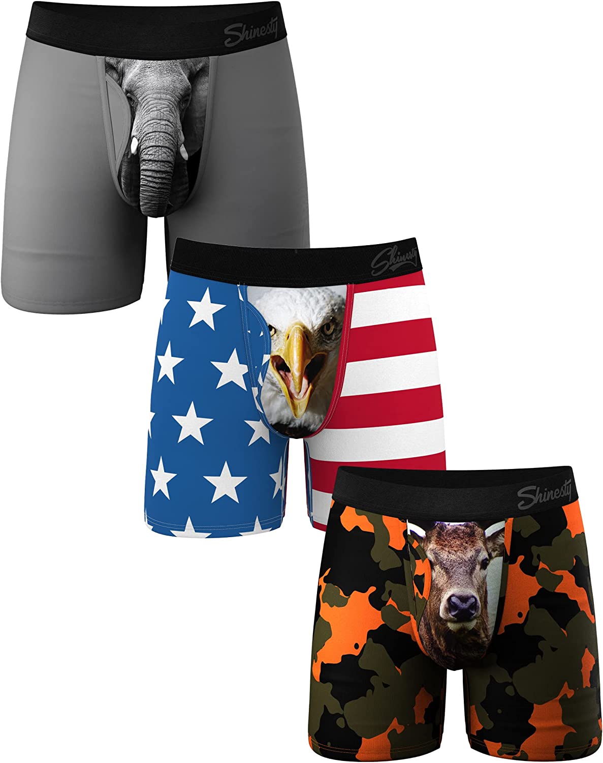 Shinesty Mens Boxer Brief w/ fly 3 Pack - Men's Ball Hammock Pouch  Underwear 3 P