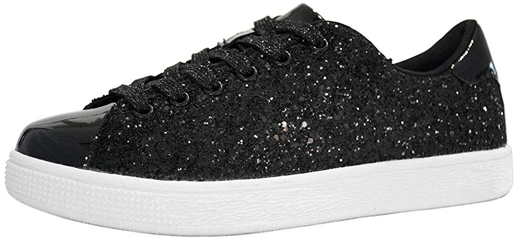  LUCKY STEP Glitter Sneakers Lace up, Fashion Sneakers, Sparkly  Shoes for Women (All Gold,6 B(M) US)