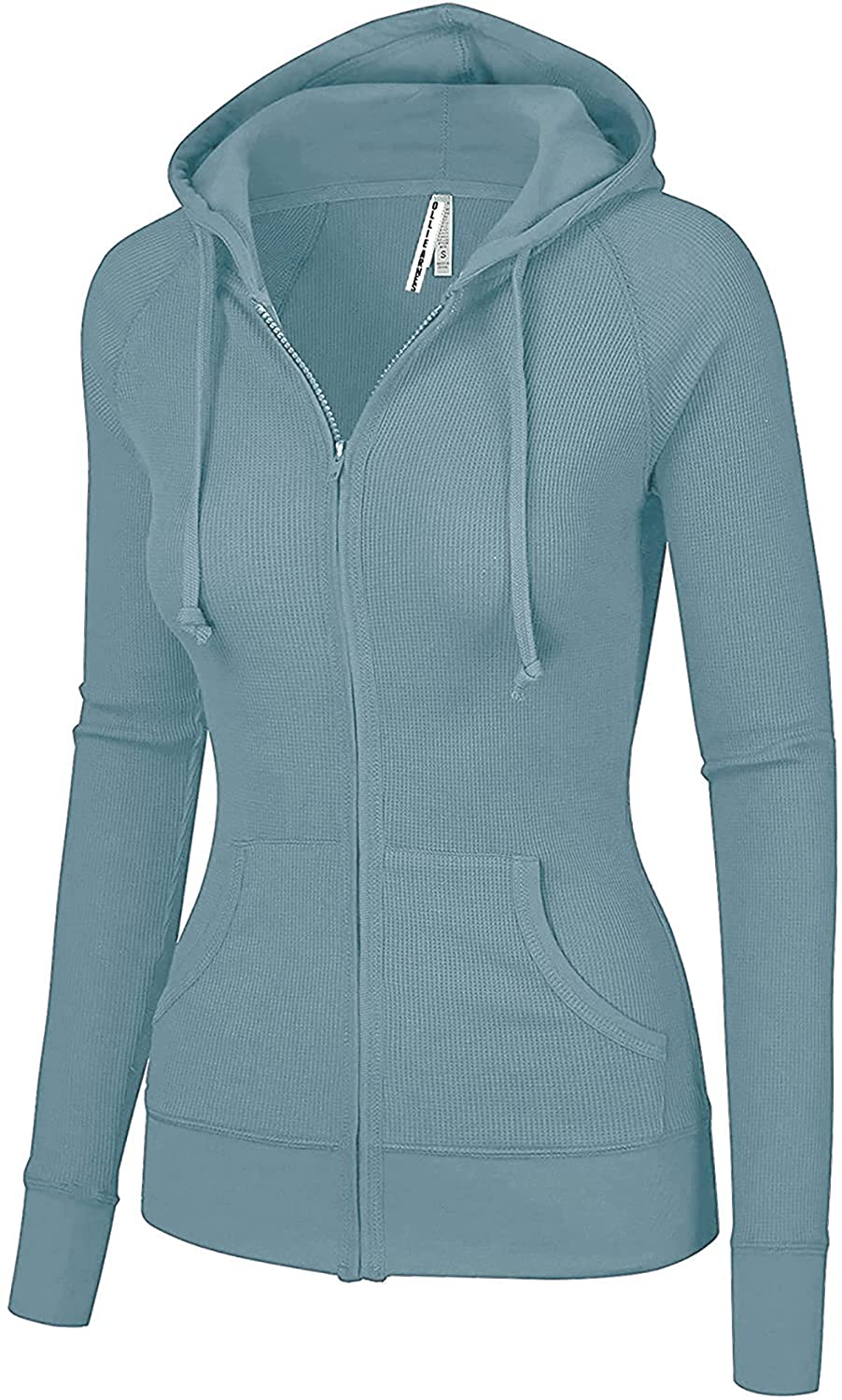 OLLIE ARNES Womens Thermal Long Hoodie Zip Up Jacket Sweater Tops Thermal_Navy XL 