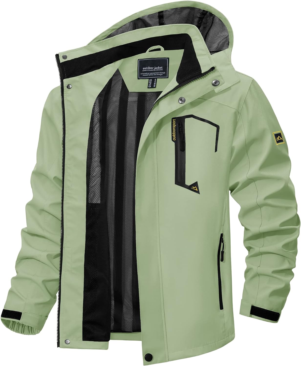 TACVASEN Men's Hooded Waterproof Jacket Lightweight Rain Jacket Hiking  Outdoor Casual Sportswear Army Green : : Fashion