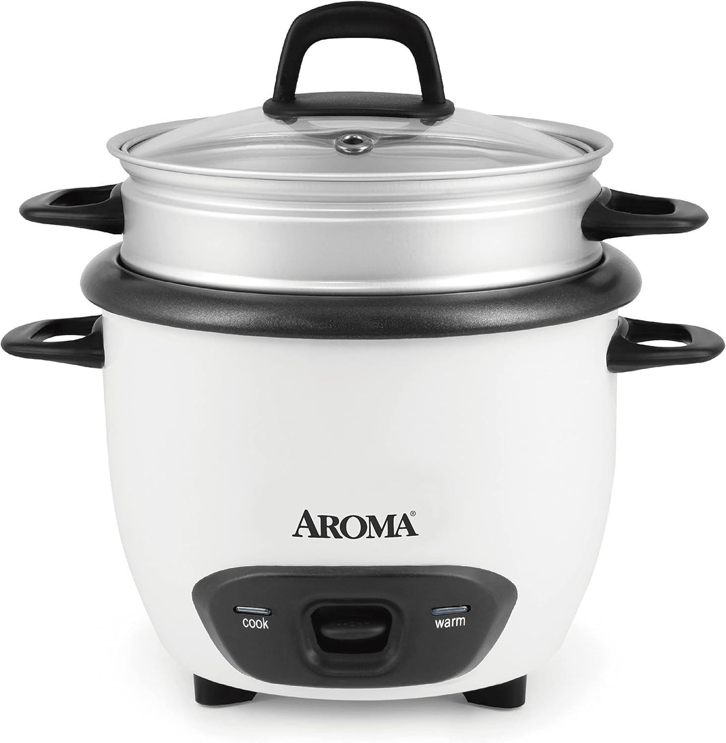 Aroma Housewares 6-Cup (Cooked) Pot-Style Rice Cooker and Food Steamer, Black AR