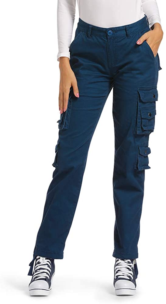 Casual Cotton Straight Leg Workwears OCHENTA Women's Multi Pockets Utility Cargo Pant 