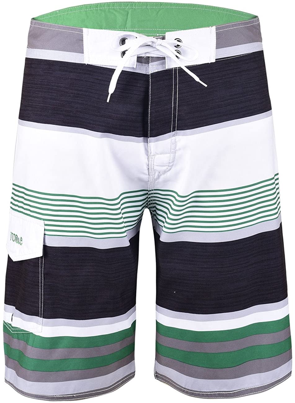 Nonwe Mens Quick Dry Swim Trunks Colorful Stripe Beach Shorts with Mesh Lining 