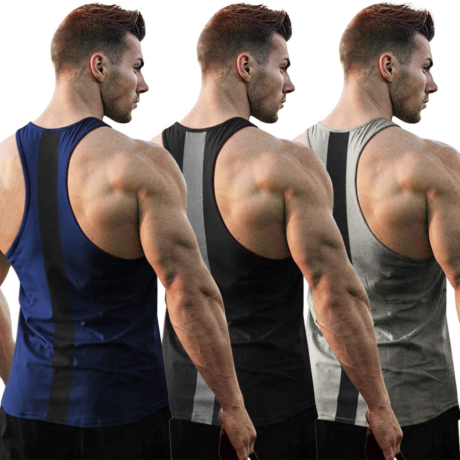 COOFANDY Men's 3 Pack Gym Tank Top Workout Muscle Sleeveless Shirts Bodybuilding Fitness T Shirts 