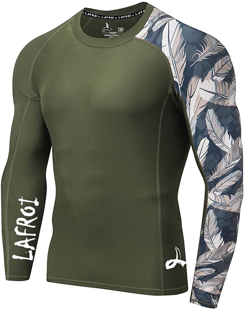 LAFROI Men's Long Sleeve UPF 50 Baselayer Skins Performance Fit Compression Rash Guard-CLY02D 