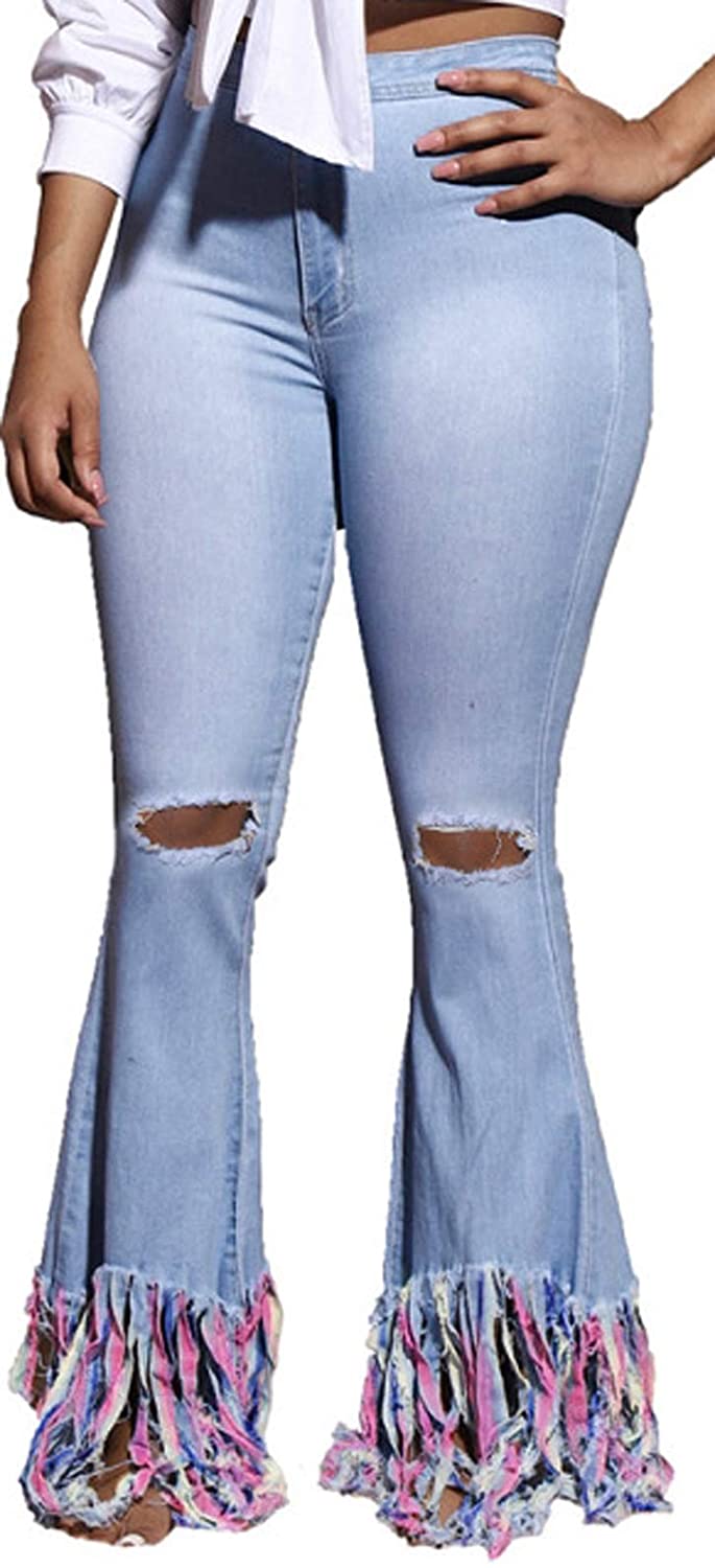 Buy Bell Bottom Jeans for Women Ripped High Waisted Classic Flared Denim  Pants, 01blue2402, Medium at