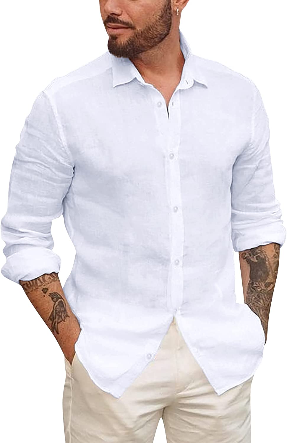 Runcati Men's Long Sleeve Button Up Shirts