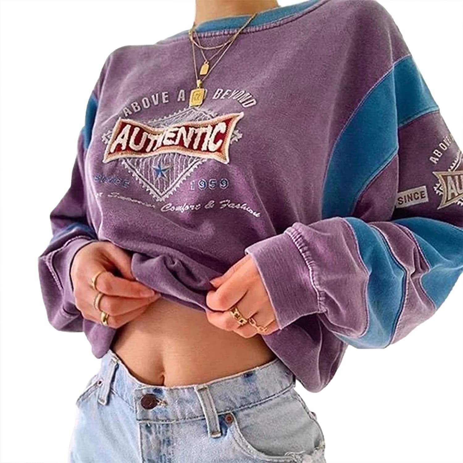 Vintage Alaska Letter Womens Oversized Sweatshirt With POLO Collar