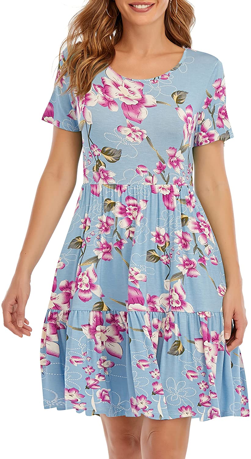 Casual Summer Dresses for Loose Pleated Dress Knee Length | eBay