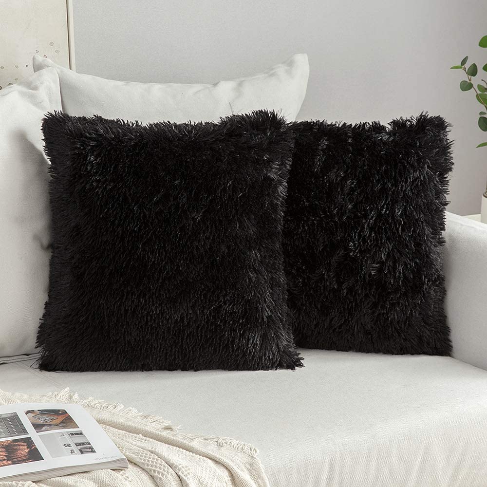 MIULEE Pack of 2 Decorative Throw Pillow Covers Plush Faux Fur