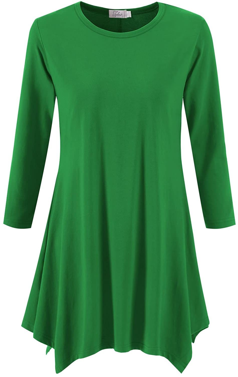 Topdress Women's Swing Tunic Tops 3/4 Sleeve Loose T-Shirt Dress