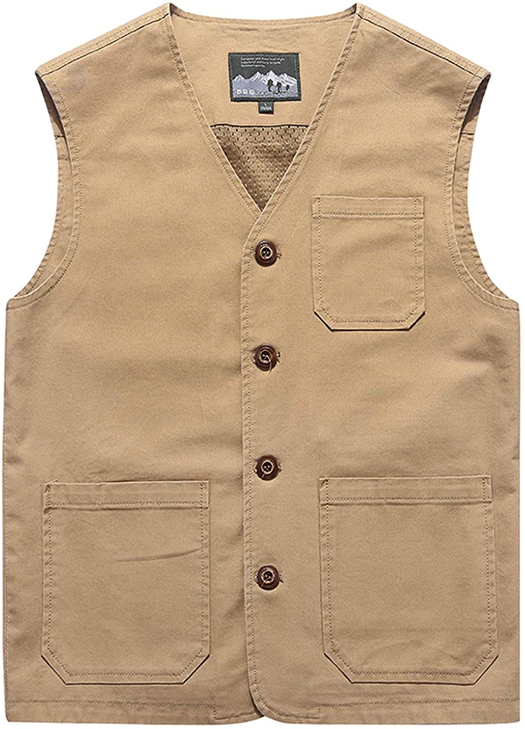 Gihuo Men's Casual Cotton Outdoor Fishing Safari Travel Vest 