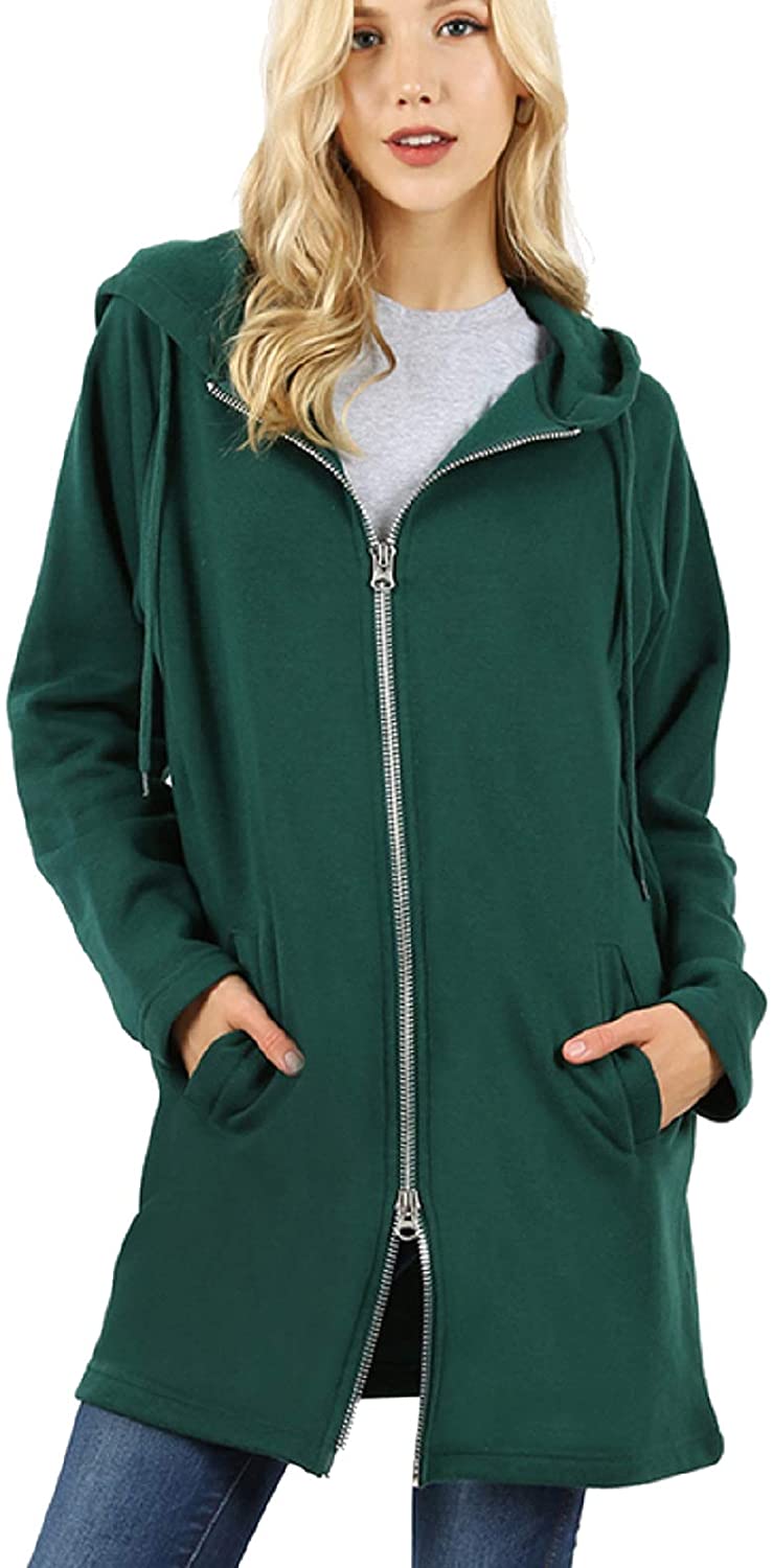 MixMatchy Women's Hoodie Oversized Zip Up Long Fleece Sweat Jacket 