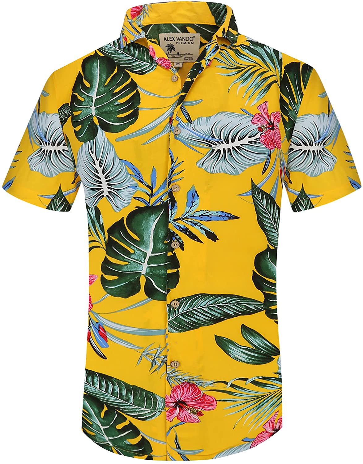 Alex Vando Mens Casual Button Down Hawaiian Shirts Short Sleeve Beach Shirt 