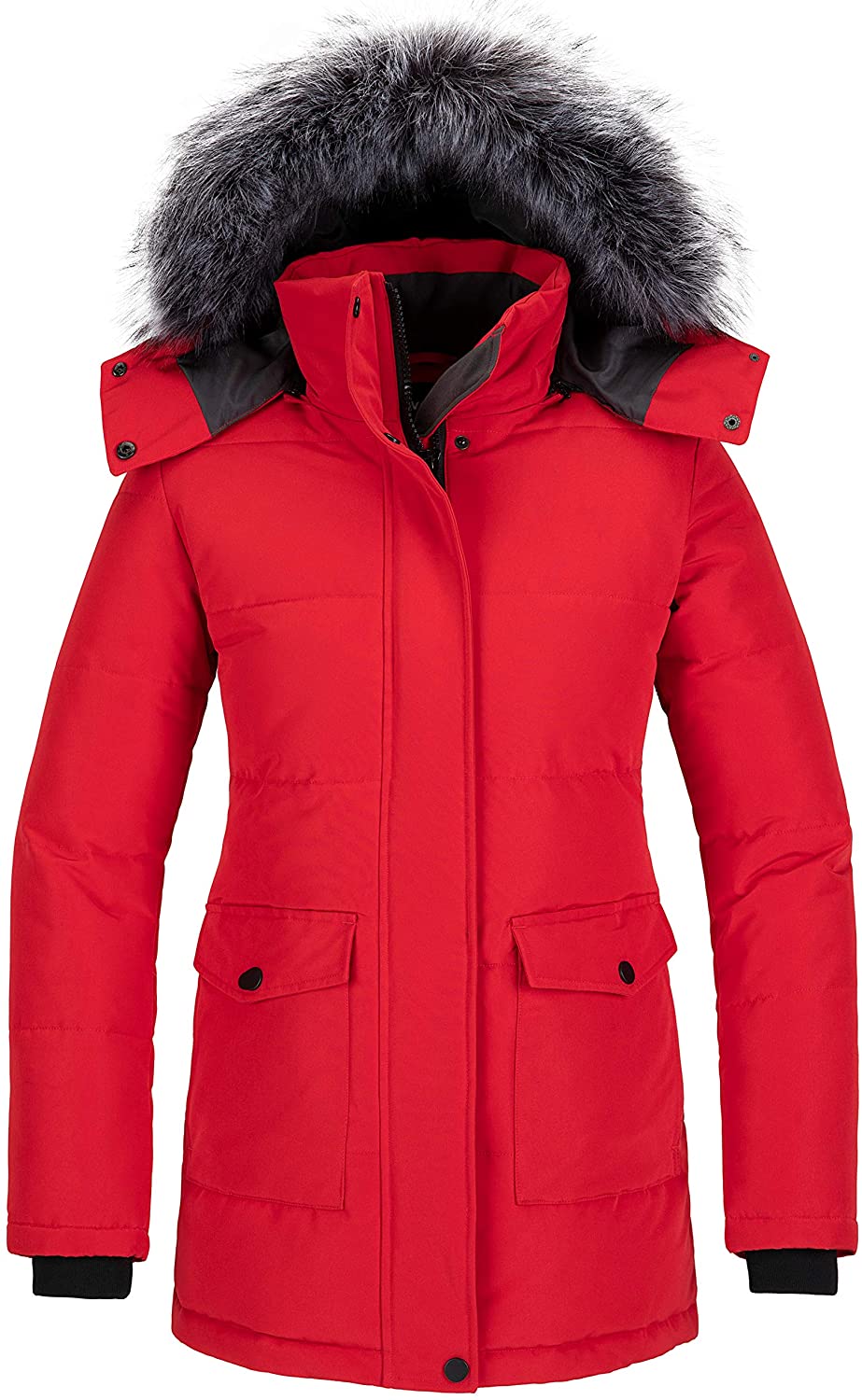 CHIN·MOON Women's Winter Coat Thickened Warm Long Parka Jacket Puffer Coat