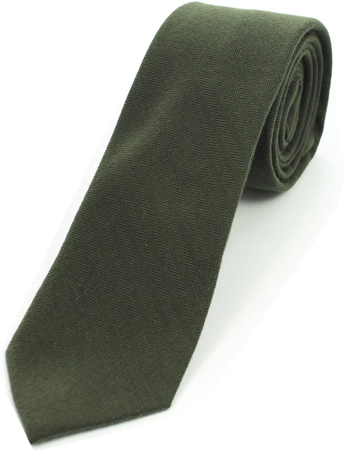 2.4" Cotton Necktie Solid Mens Cashmere Wool Skinny Tie 