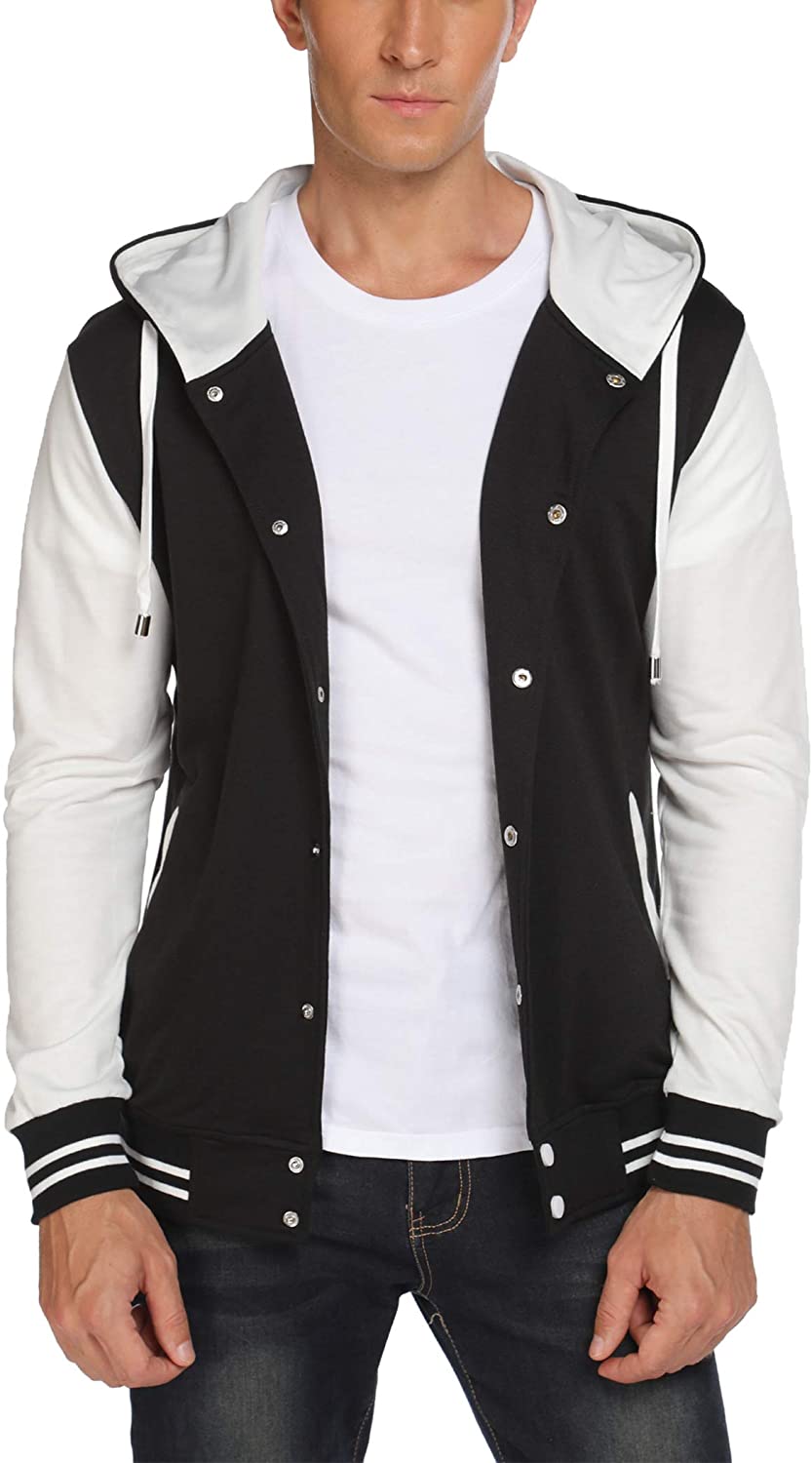 COOFANDY Mens Fashion Varsity Jacket Causal Slim Fit Cotton Bomber Jackets