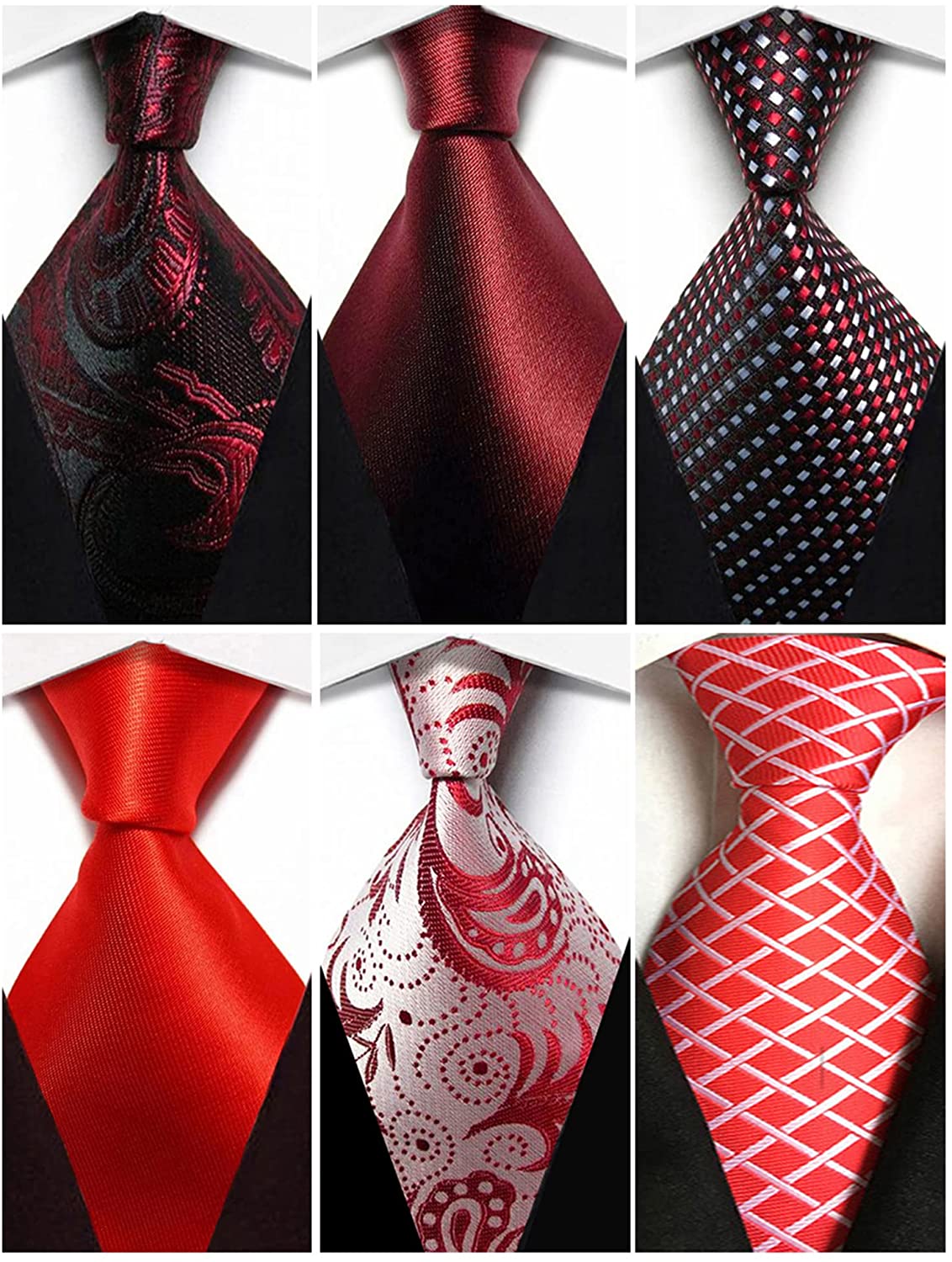 Lot 6 PCS Men&39s Solid Tie Silk Woven Necktie Jacquard Ties Classic For Men 