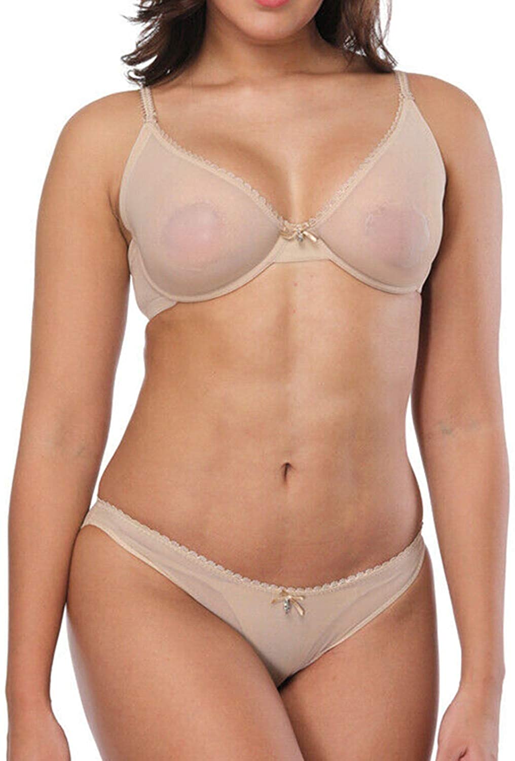 Sheer See Through Bras and Panties Set Unlined Mesh Sexy Lace for Women  Plus Siz