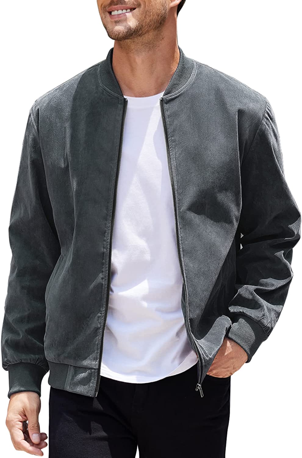 COOFANDY Men's Casual Leather Varsity Jacket