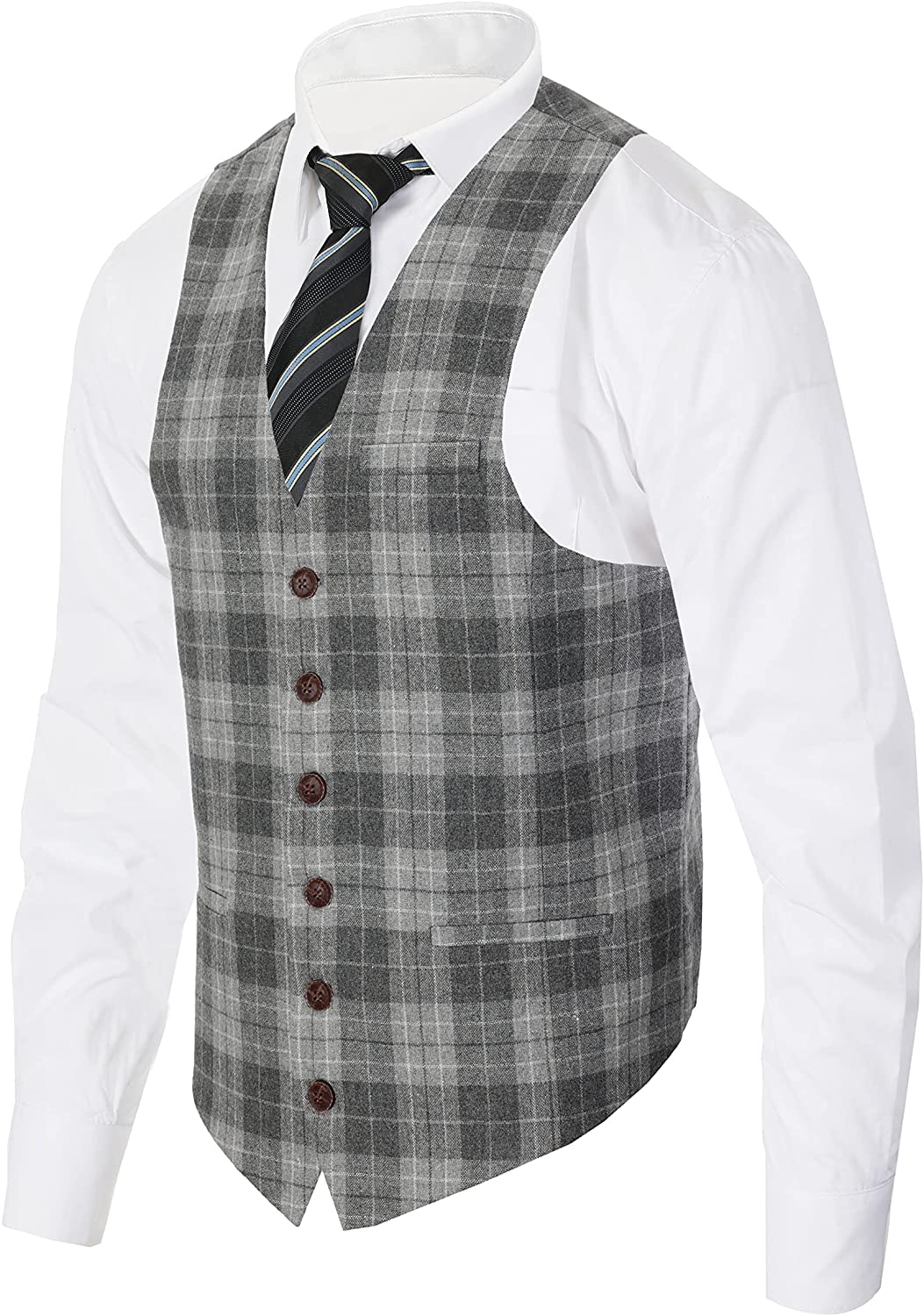 Gioberti Men's 6 Button Slim Fit Formal Herringbone Tweed Vest | eBay