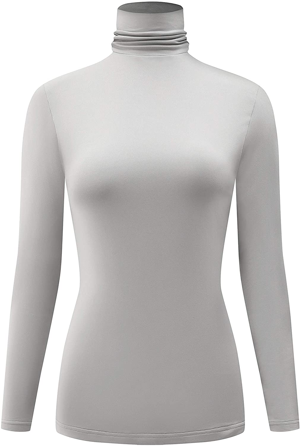 KLOTHO Casual Turtleneck Tops Lightweight Long Sleeve Soft Thermal Shirts for Women