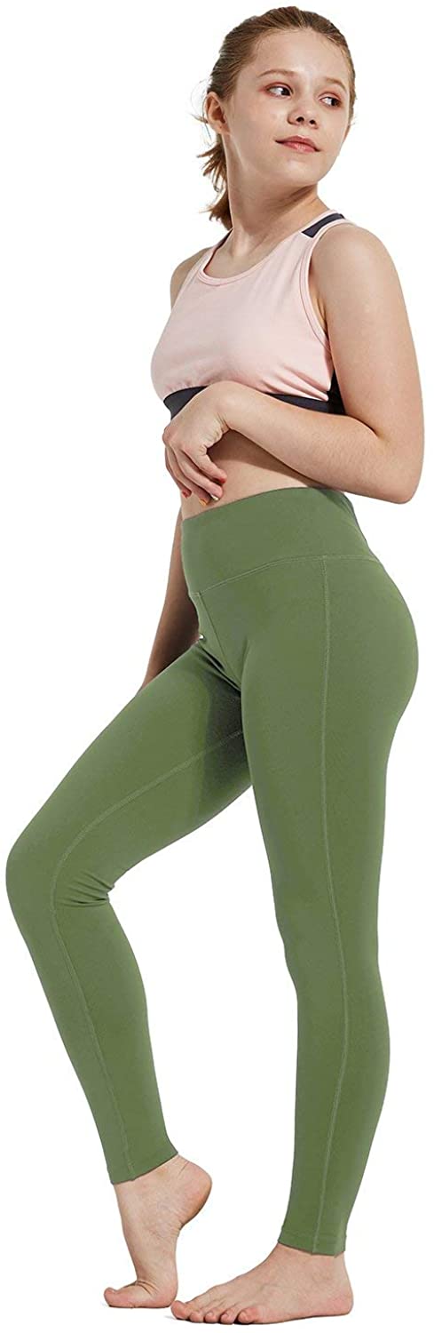 Baleaf Youth Girls Athletic Dance Leggings Compression Pants Running Active  Yoga Tights With Back Pocket Black Xs