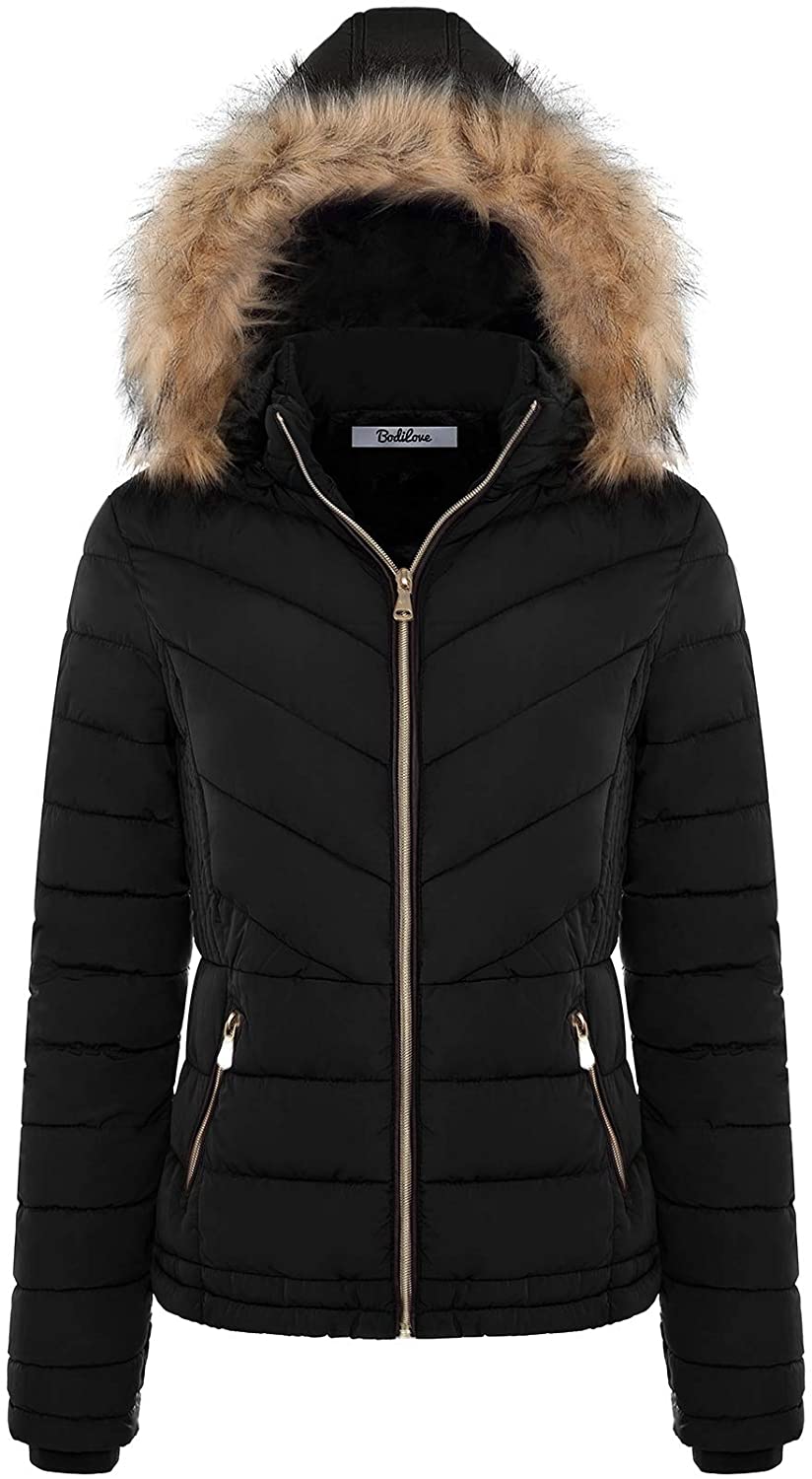 BodiLove Women's Winter Quilted Puffer Short Coat Jacket with