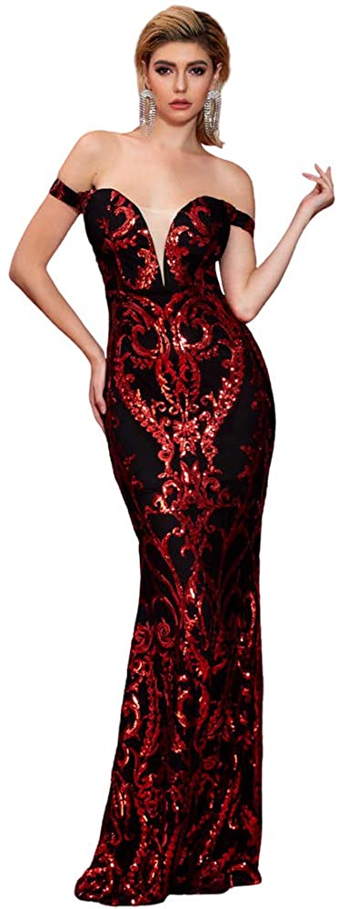 Miss ord Sexy Bra Strapless Sequin Wedding Evening Party Maxi Dress | eBay