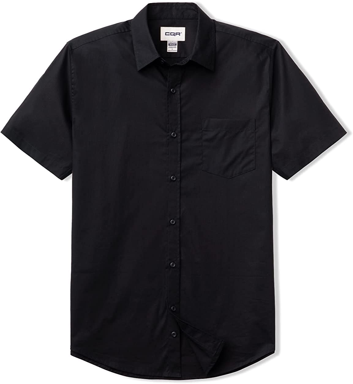 100% Cotton Button-Up Casual Poplin Shirt CQR Men's Regular Fit Short Sleeve Shirts 