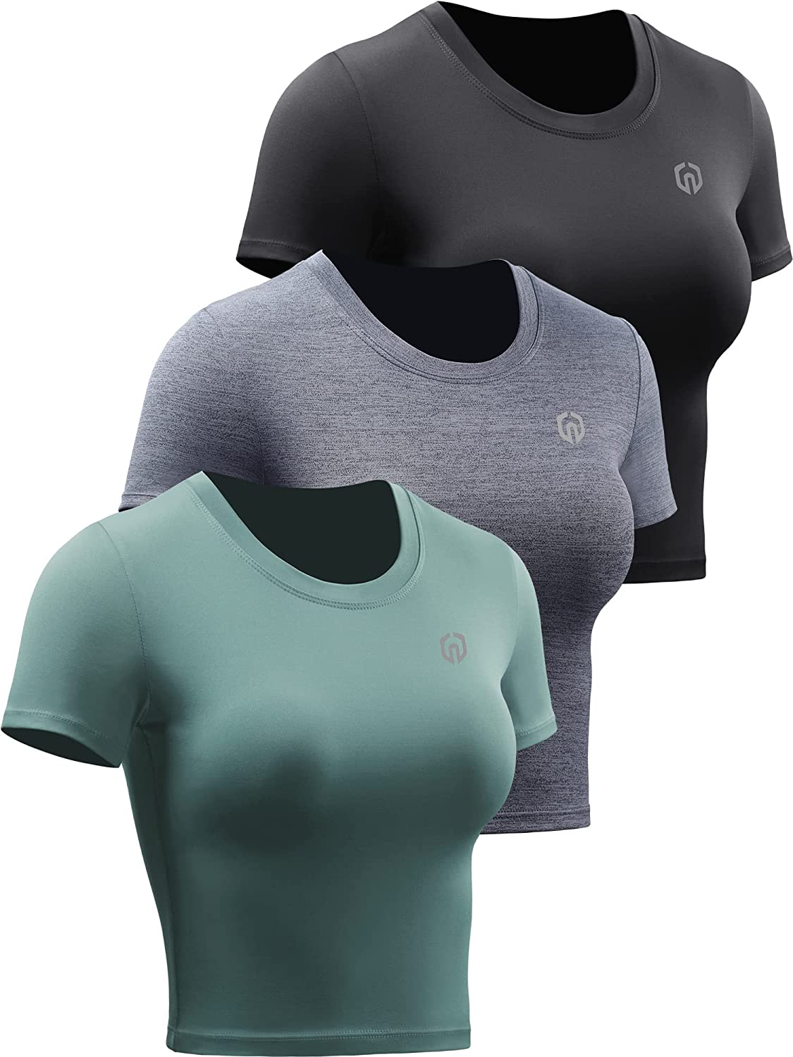 Neleus Women's 3 Pack V Neck Workout Clothes Compression Running