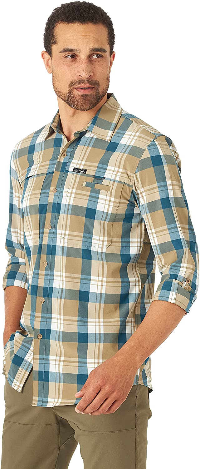 atg by wrangler men's long sleeve hike to fish shirt