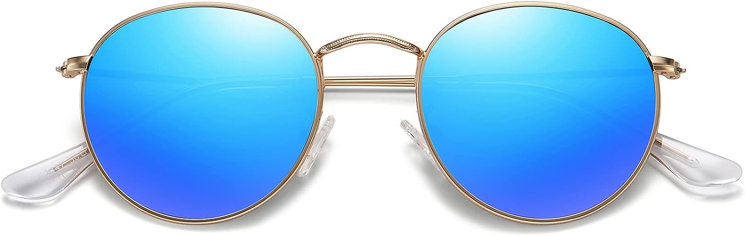 Classic Retro Metal Frame Round Circle Mirrored Sunglasses Men