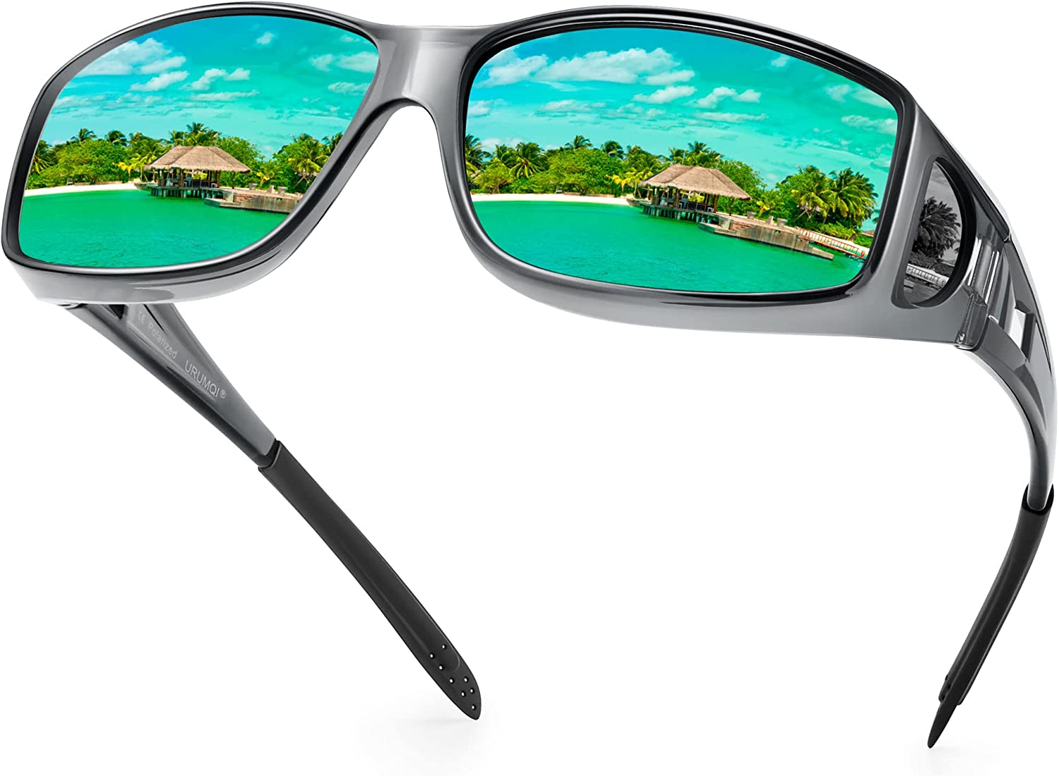 Sunglasses Fit Over Glasses, Polarized 100% UV Protection Wrap-around  Sunglasses