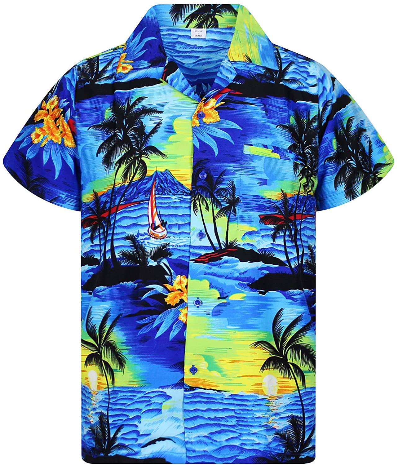 V.H.O Hawaiian Shirt for Men Funky Casual Button Down Very Loud Shortsleeve Unisex X-Mas Christmas Snowflakes 