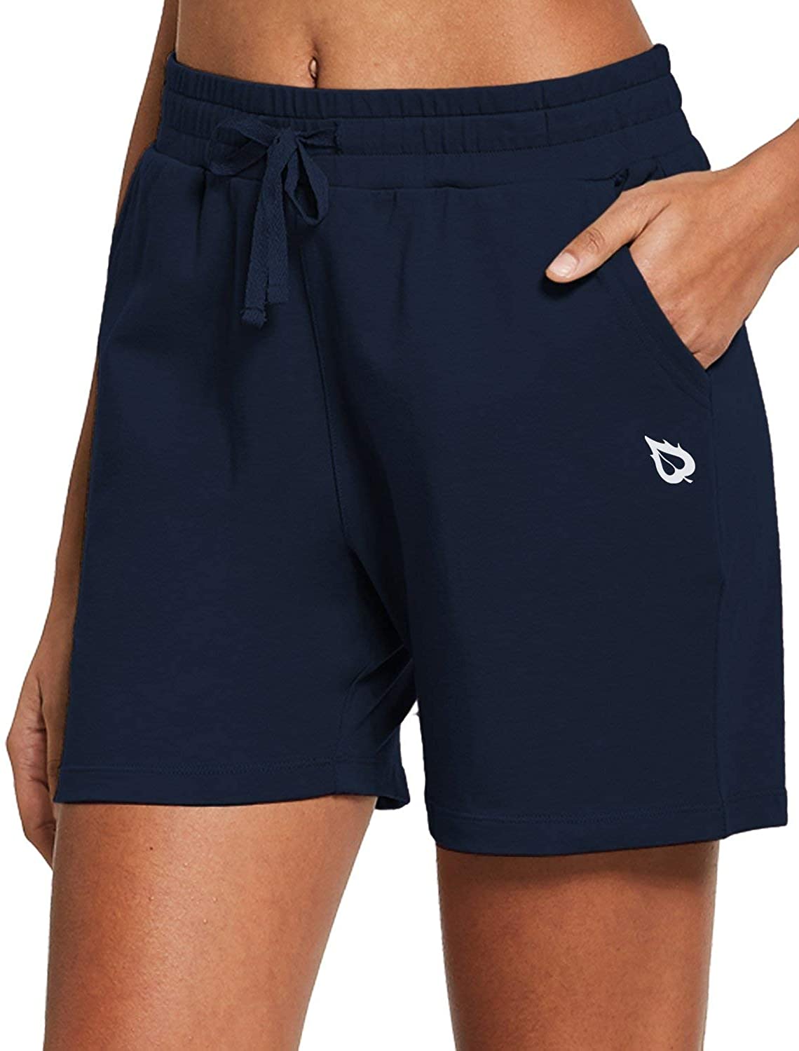 Tandisk Womens 5 Casual Jersey Cotton Shorts Lounge Yoga Pajama Walking Shorts with Pockets Activewear 