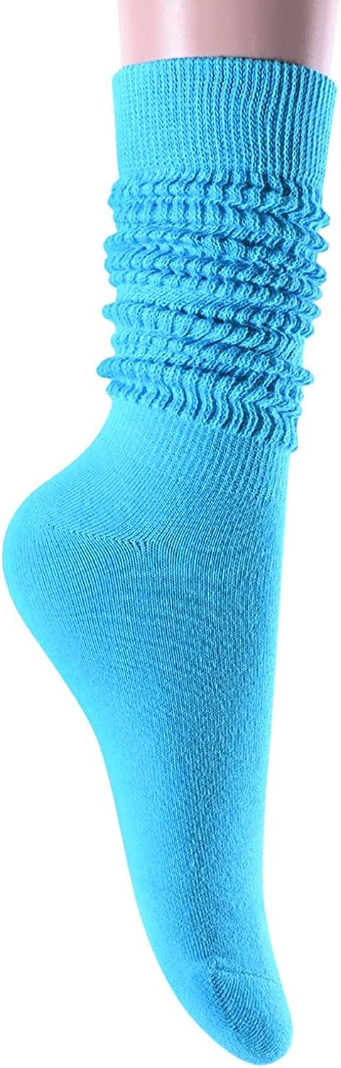 Buy Zmart Slouch Socks Women, Girls Scrunch Socks, Long Heavy Yellow Orange  Pink Socks, Light Blue, Medium at