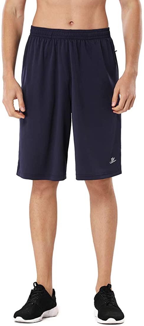 DEVOROPA Men's Athletic Basketball Shorts Loose-Fit Performance Sports Workout Shorts Zipper Pockets 